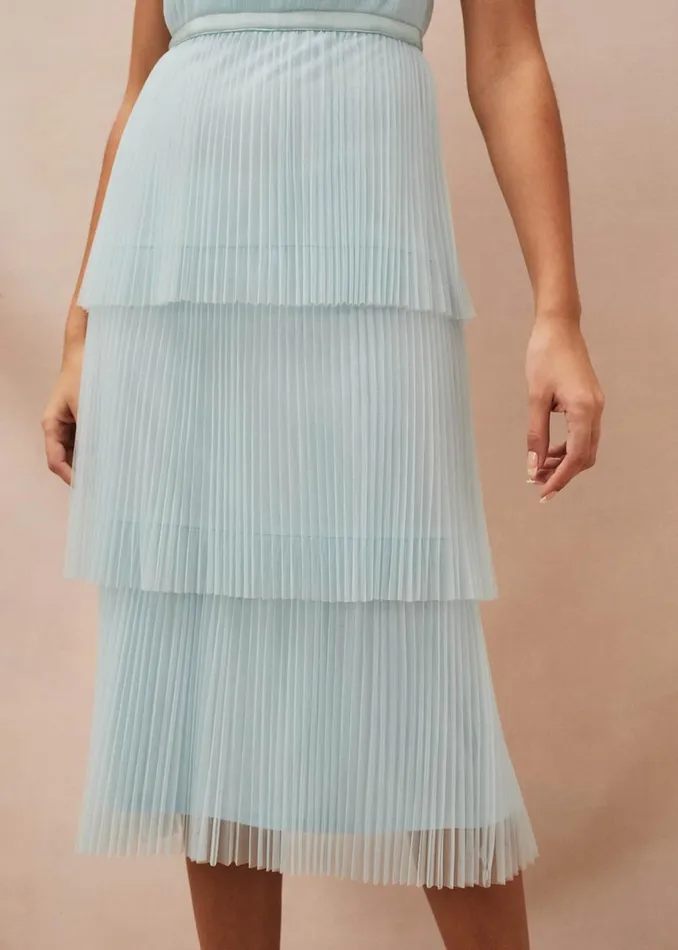 Women Phase Eight Occasion Dresses Kaia Pleated Tulle Midi Dress Eau De Nil