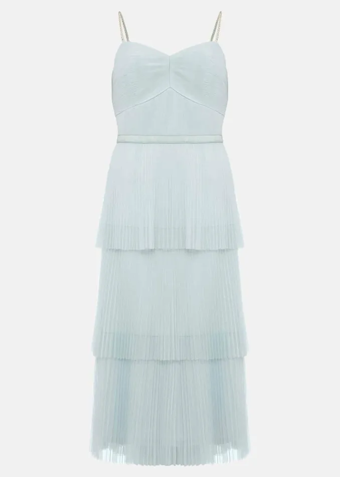 Women Phase Eight Occasion Dresses Kaia Pleated Tulle Midi Dress Eau De Nil
