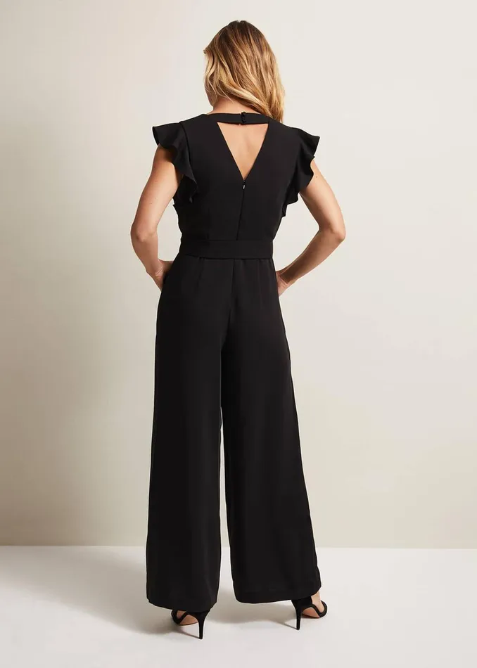 Women Phase Eight Occasion Dresses Kallie Ruffled Wide Leg Jumpsuit Black