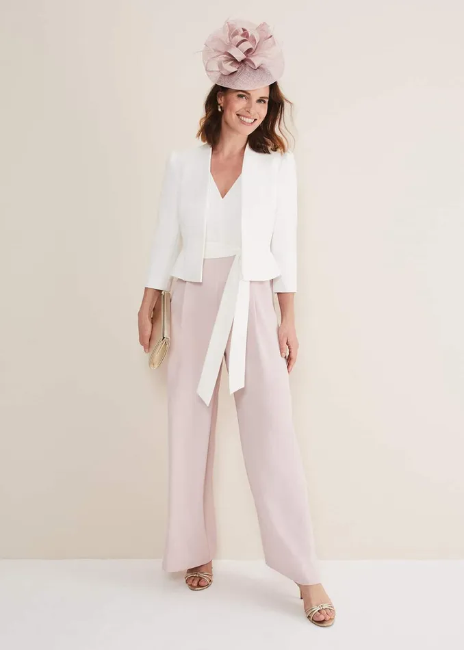 Women Phase Eight Occasion Dresses Kallie V Neck Frill Jumpsuit Antique Rose