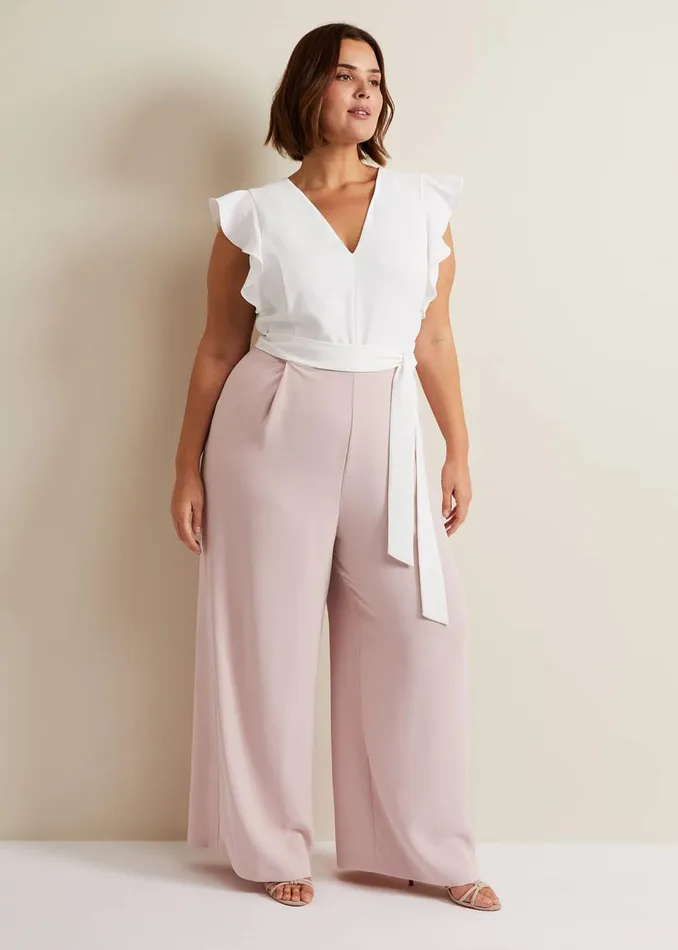 Women Phase Eight Occasion Dresses Kallie V Neck Frill Jumpsuit Antique Rose