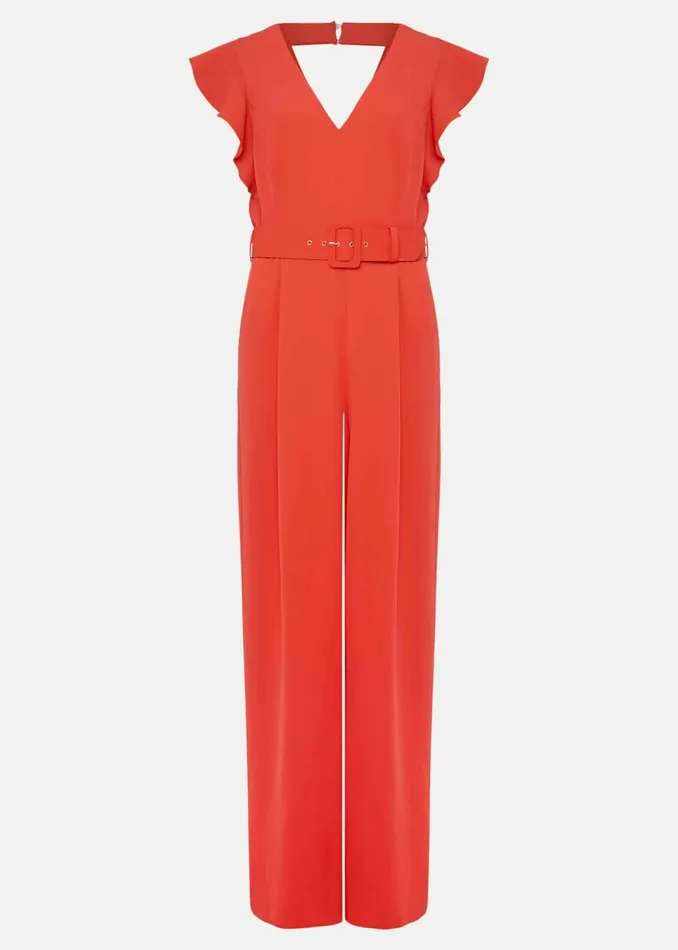 Women Phase Eight Occasion Dresses Kallie V Neck Frill Jumpsuit Orange