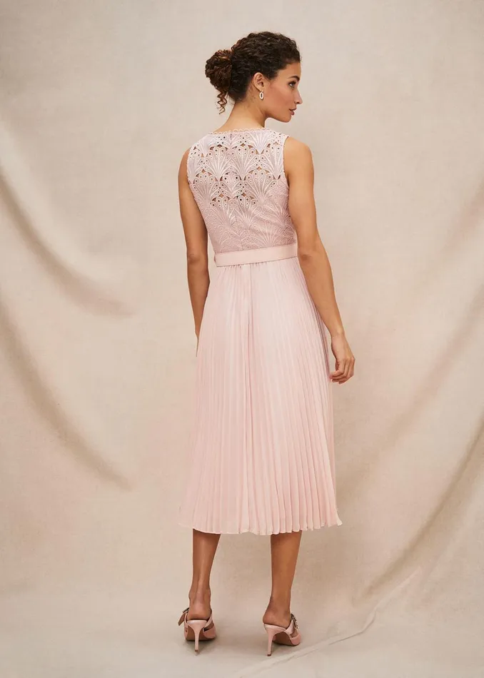 Women Phase Eight Occasion Dresses Kassidy Lace Bodice Pleat Dress Petal Pink
