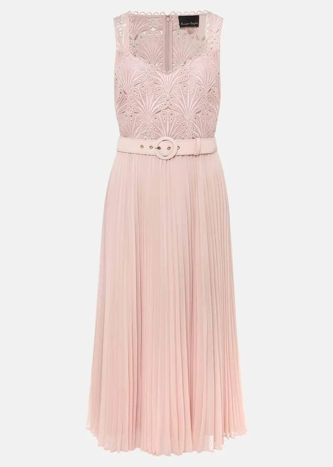 Women Phase Eight Occasion Dresses Kassidy Lace Bodice Pleat Dress Petal Pink