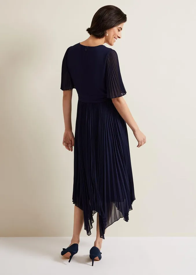 Women Phase Eight Occasion Dresses Kendall Pleated Midi Dress Navy