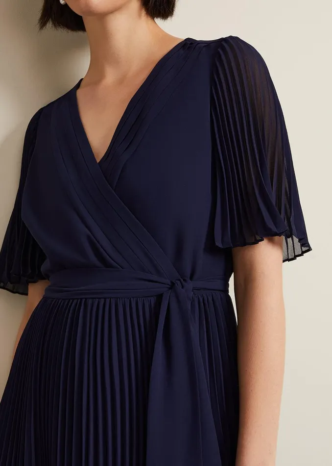 Women Phase Eight Occasion Dresses Kendall Pleated Midi Dress Navy