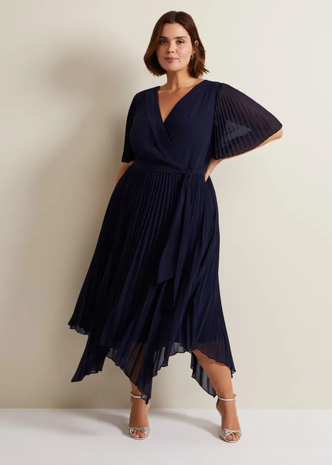 Women Phase Eight Occasion Dresses Kendall Pleated Midi Dress Navy