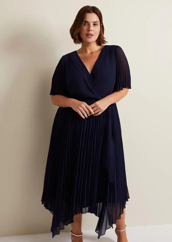 Women Phase Eight Occasion Dresses Kendall Pleated Midi Dress Navy