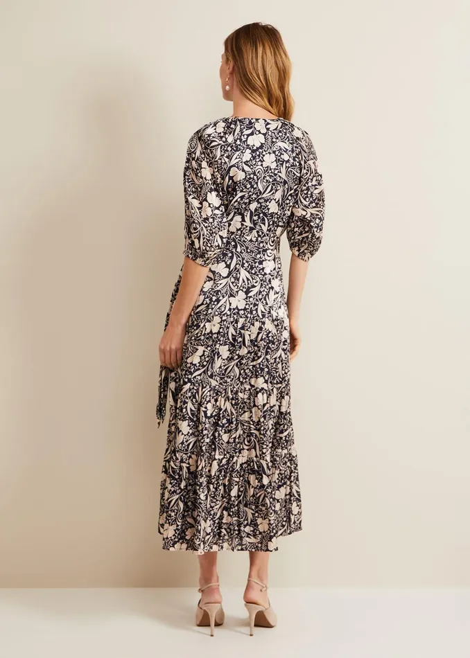 Women Phase Eight Occasion Dresses Kezia Satin Floral Wrap Dress Multicoloured