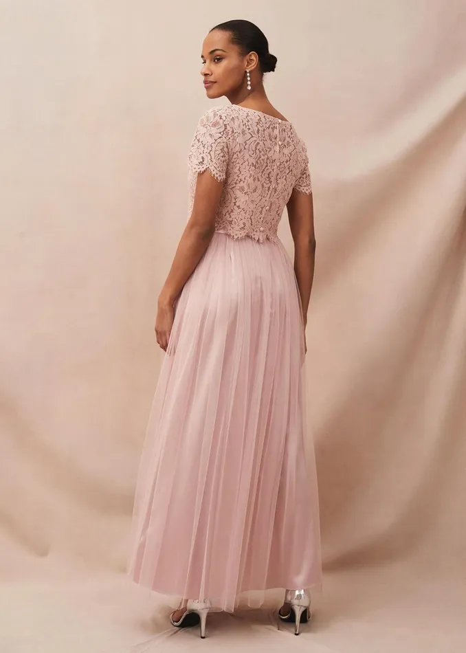 Women Phase Eight Occasion Dresses Kiera Lace Tulle Maxi Dress Petal