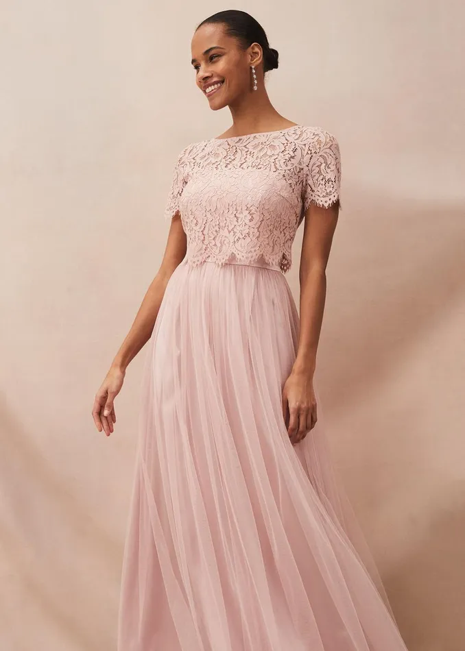 Women Phase Eight Occasion Dresses Kiera Lace Tulle Maxi Dress Petal
