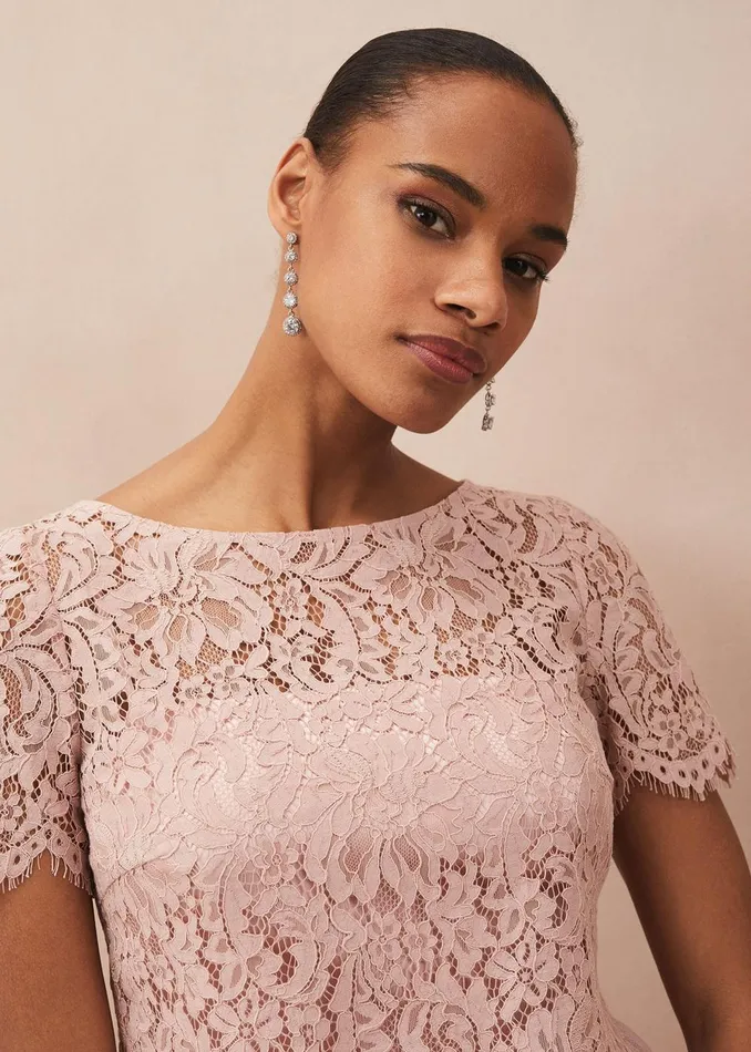 Women Phase Eight Occasion Dresses Kiera Lace Tulle Maxi Dress Petal