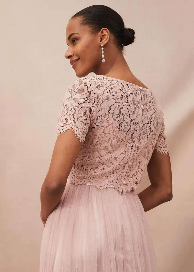 Women Phase Eight Occasion Dresses Kiera Lace Tulle Maxi Dress Petal