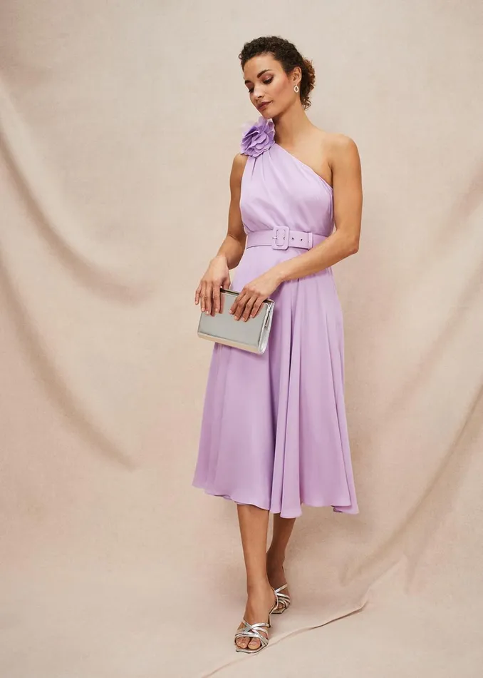 Women Phase Eight Occasion Dresses Kiki One Shoulder Midi Dress Crocus