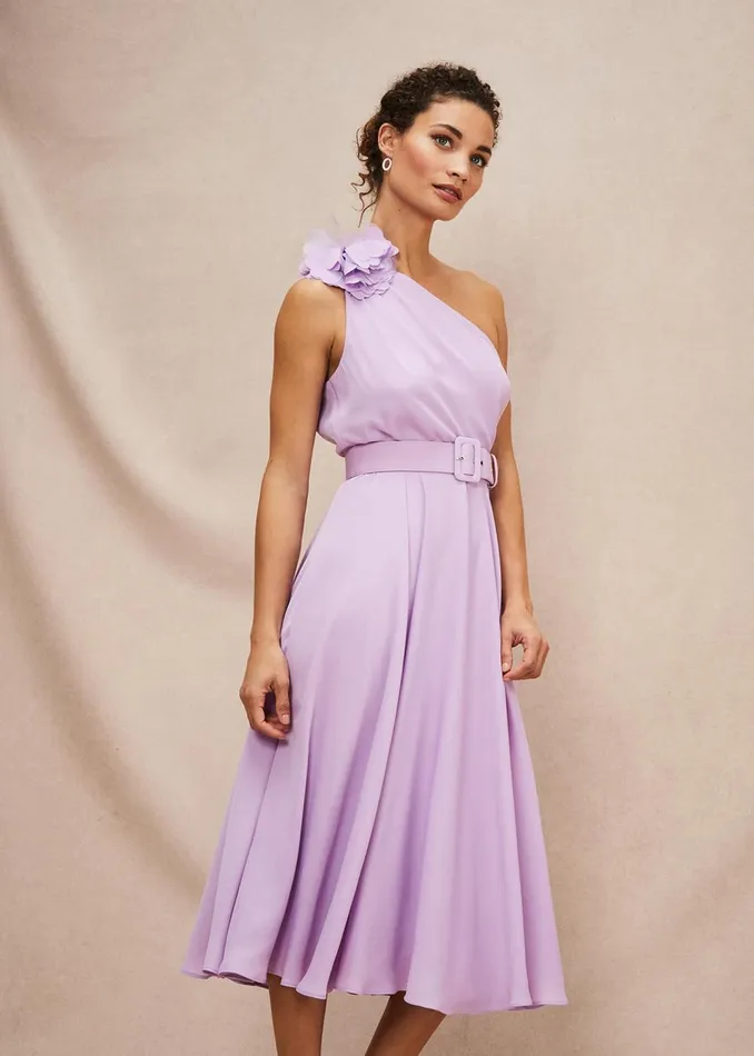 Women Phase Eight Occasion Dresses Kiki One Shoulder Midi Dress Crocus