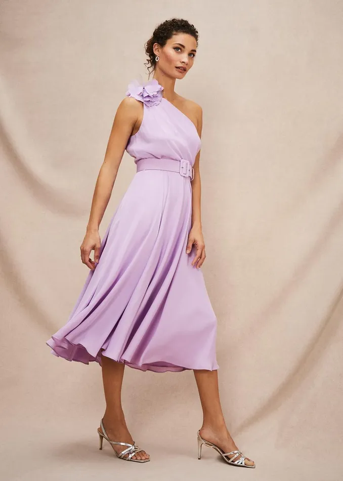 Women Phase Eight Occasion Dresses Kiki One Shoulder Midi Dress Crocus