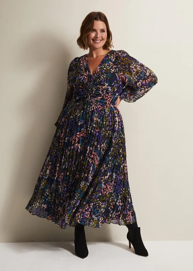 Women Phase Eight Occasion Dresses Kindra Floral Pleated Midi Dress Multicoloured
