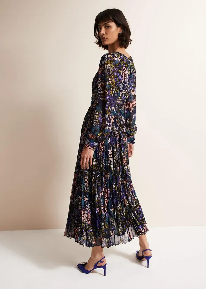 Women Phase Eight Occasion Dresses Kindra Floral Pleated Midi Dress Multicoloured