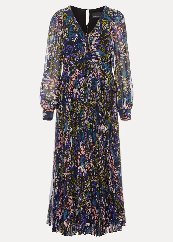Women Phase Eight Occasion Dresses Kindra Floral Pleated Midi Dress Multicoloured