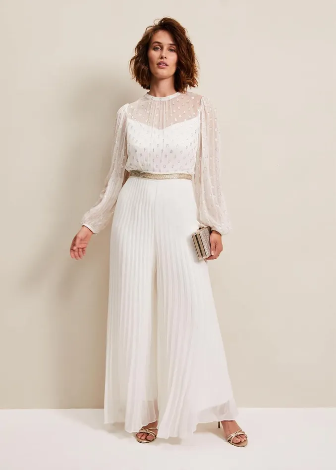 Women Phase Eight Occasion Dresses Larissa Pleated Jumpsuit Ivory