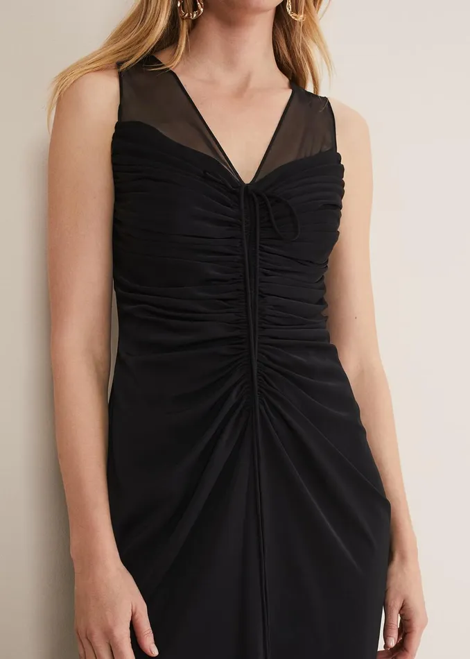 Women Phase Eight Occasion Dresses Leah Ruched Midi Dress Black