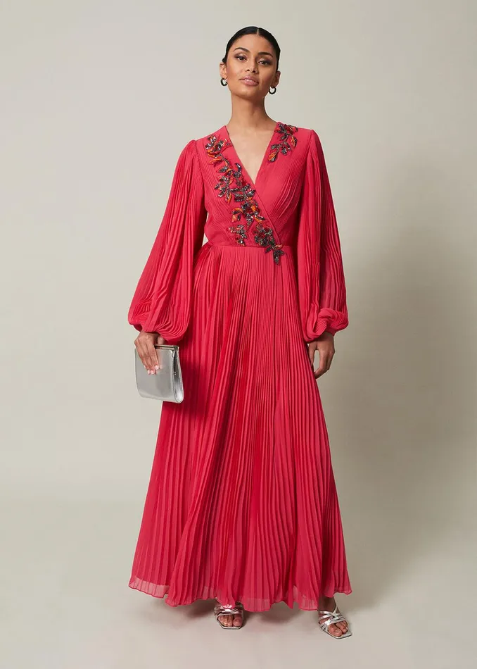 Women Phase Eight Occasion Dresses Lillian Pleated Wrap Maxi Dress Pink