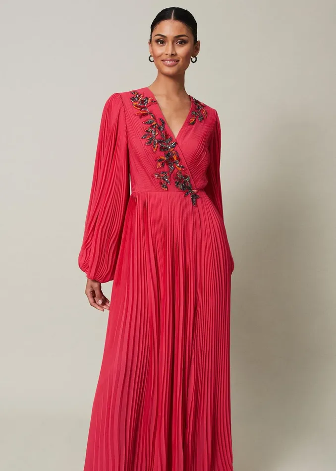 Women Phase Eight Occasion Dresses Lillian Pleated Wrap Maxi Dress Pink