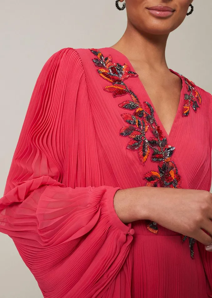 Women Phase Eight Occasion Dresses Lillian Pleated Wrap Maxi Dress Pink