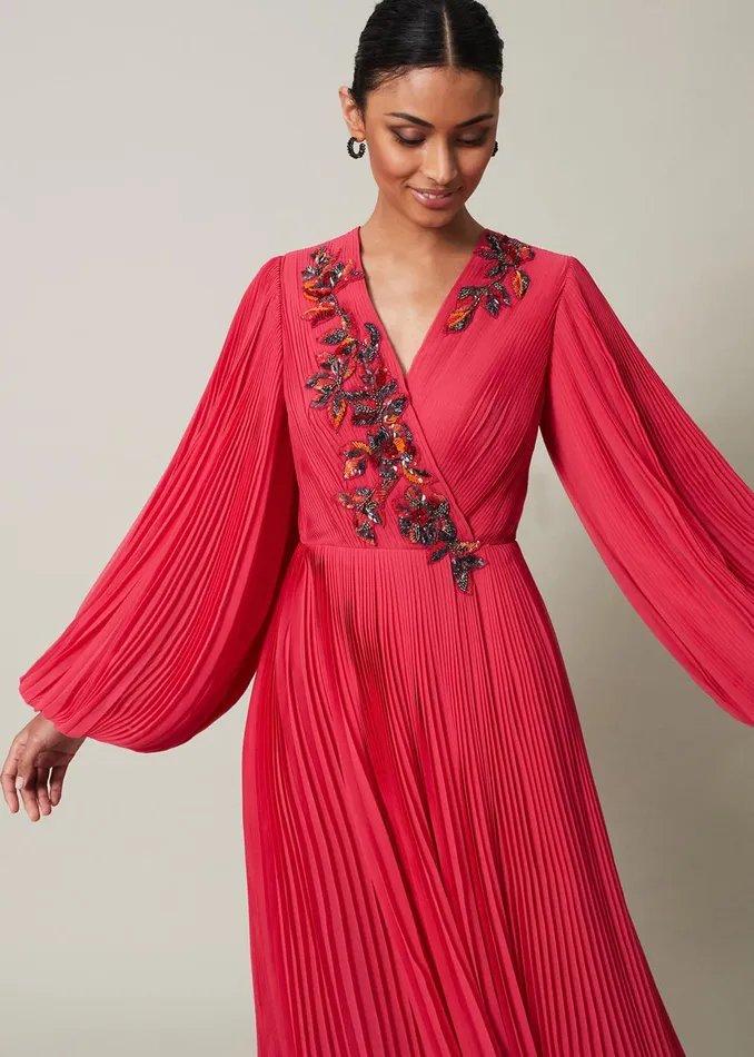 Women Phase Eight Occasion Dresses Lillian Pleated Wrap Maxi Dress Pink
