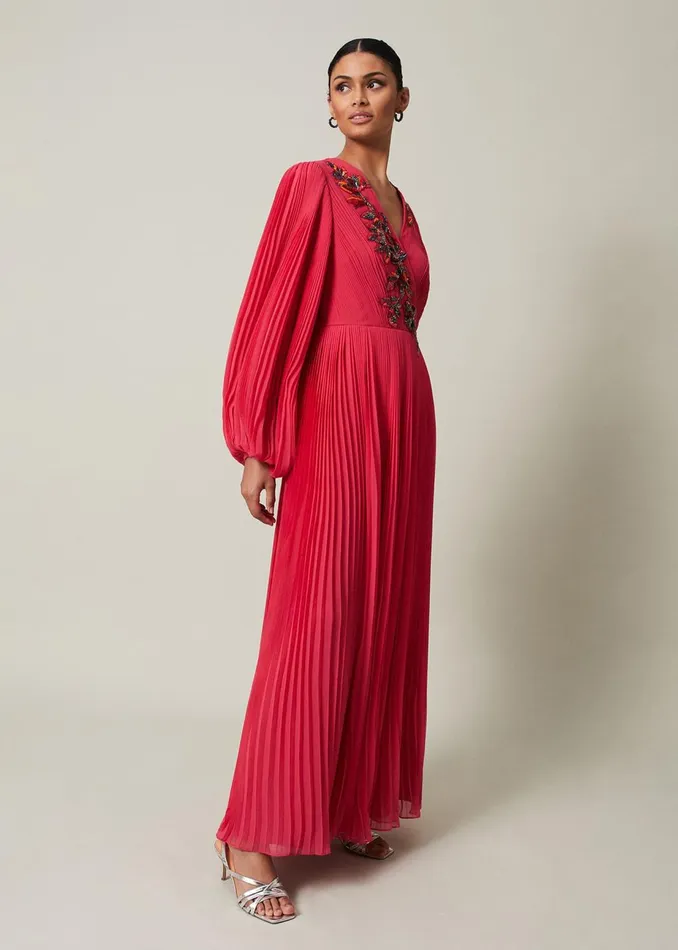 Women Phase Eight Occasion Dresses Lillian Pleated Wrap Maxi Dress Pink