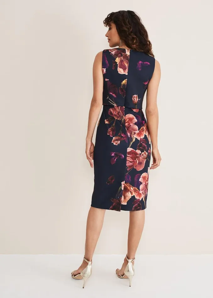 Women Phase Eight Occasion Dresses Lorna Double Layer Scuba Dress Navymulti