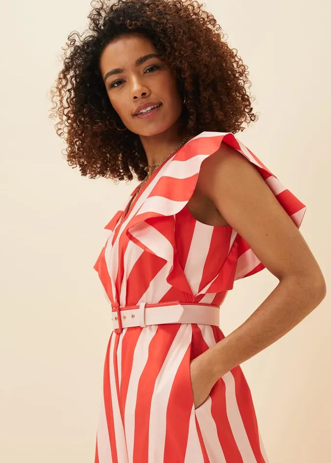 Women Phase Eight Occasion Dresses Lottie Stripe Maxi Dress Firepink