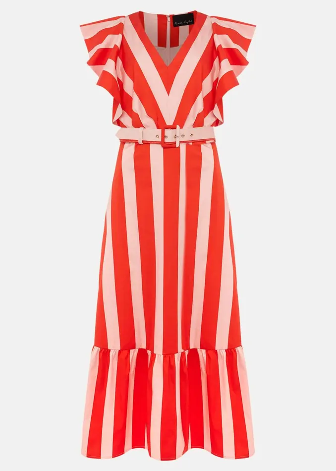 Women Phase Eight Occasion Dresses Lottie Stripe Maxi Dress Firepink