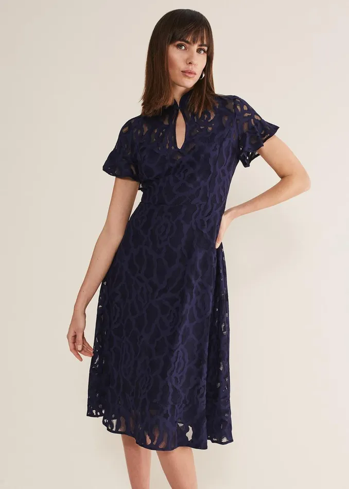 Women Phase Eight Occasion Dresses Lulu Lace Midi Dress Navy