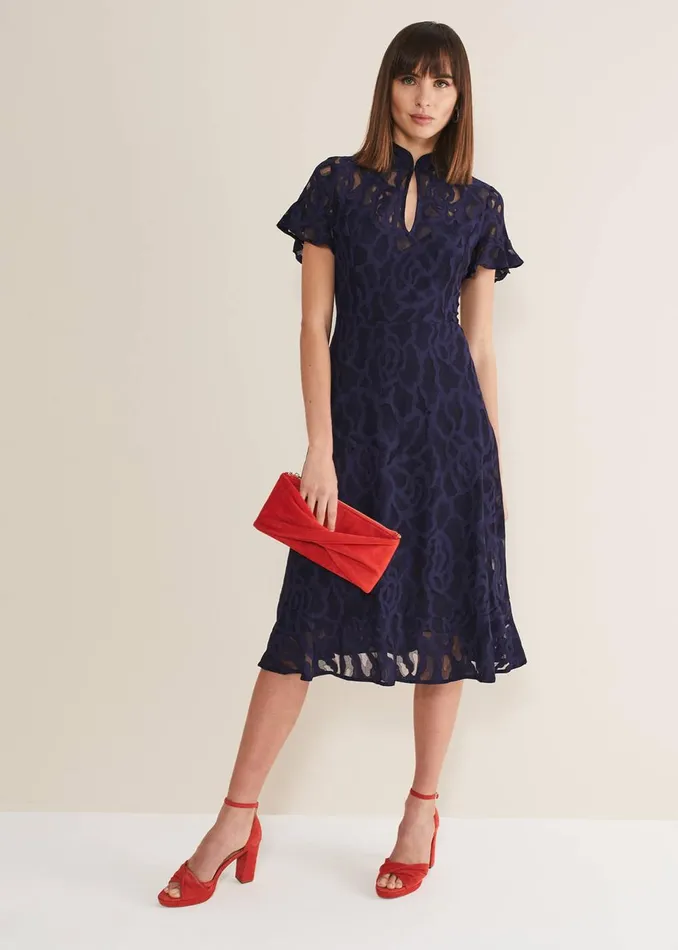Women Phase Eight Occasion Dresses Lulu Lace Midi Dress Navy