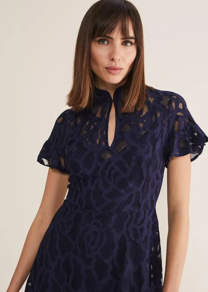 Women Phase Eight Occasion Dresses Lulu Lace Midi Dress Navy
