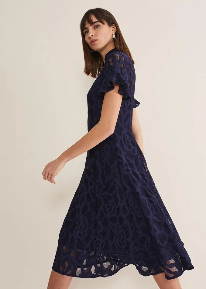 Women Phase Eight Occasion Dresses Lulu Lace Midi Dress Navy