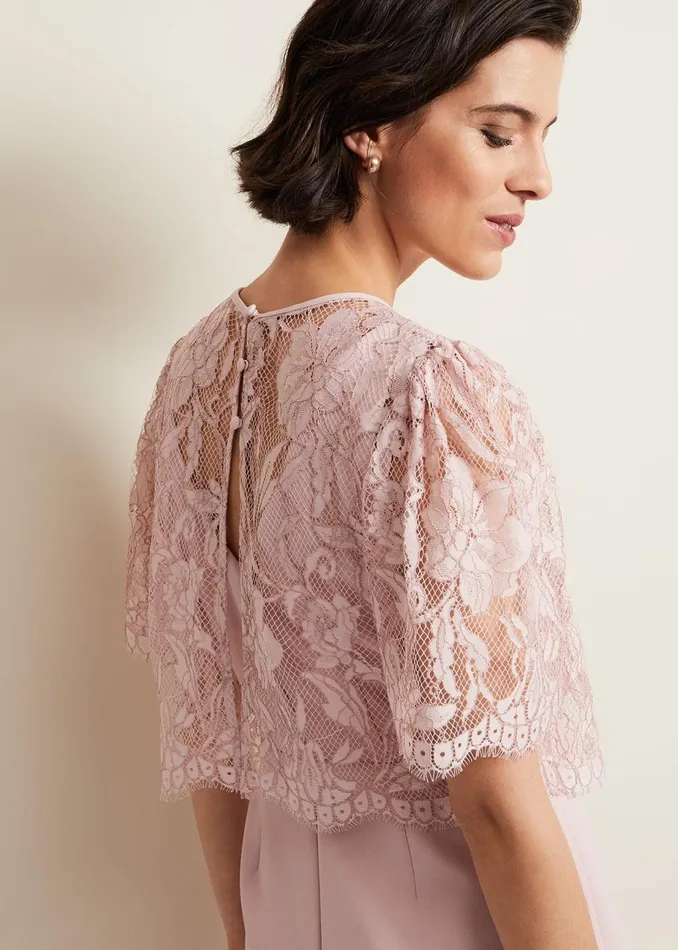 Women Phase Eight Occasion Dresses Lynette Lace Double Layer Dress Pale Pink