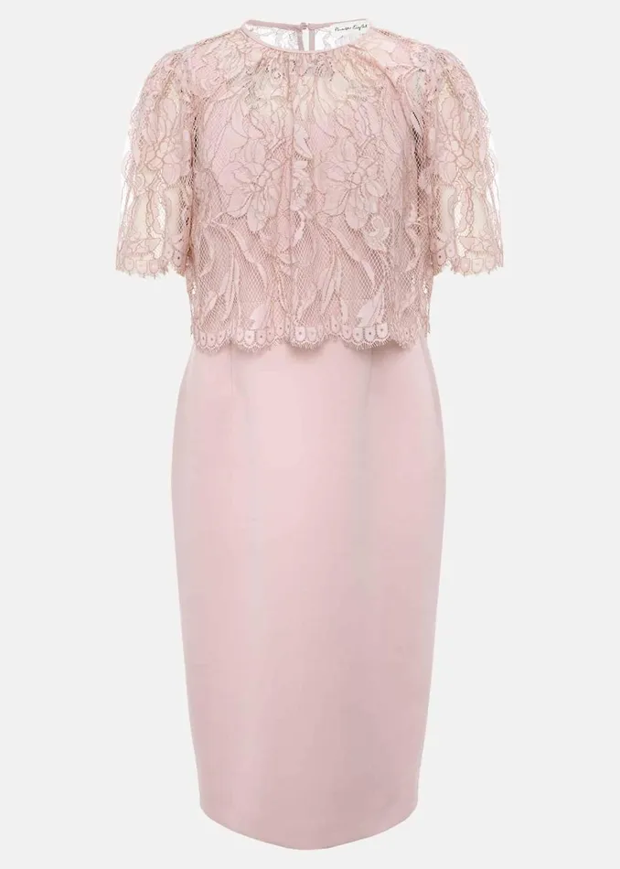 Women Phase Eight Occasion Dresses Lynette Lace Double Layer Dress Pale Pink