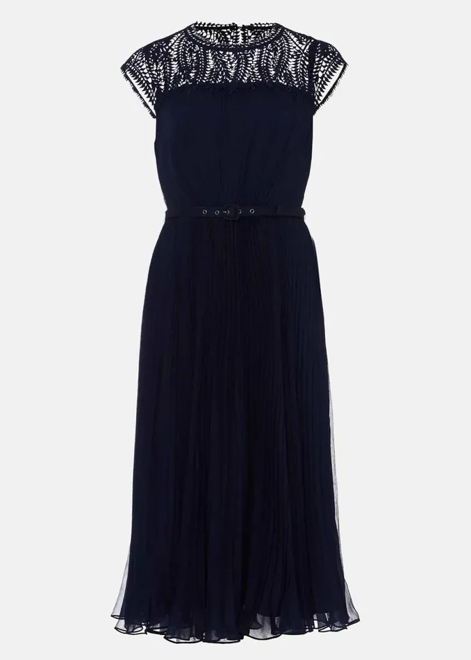 Women Phase Eight Occasion Dresses Makaela Pleat Embroidered Dress Navy