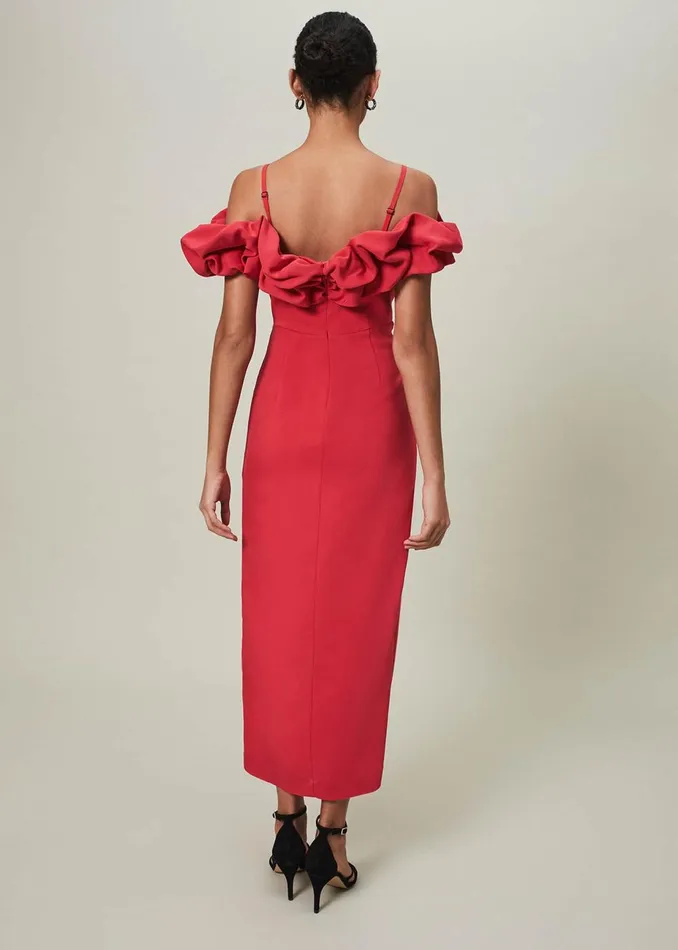 Women Phase Eight Occasion Dresses Mallory Off The Shoulder Midaxi Dress Raspberry