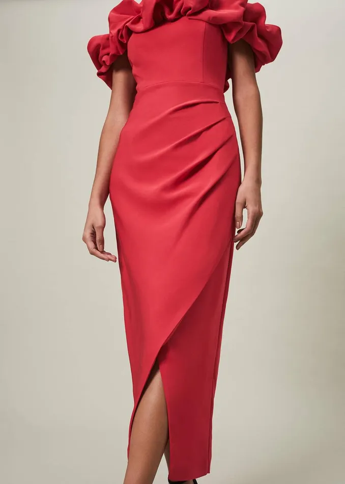 Women Phase Eight Occasion Dresses Mallory Off The Shoulder Midaxi Dress Raspberry