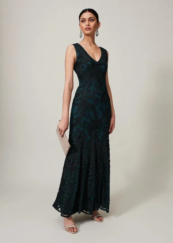 Women Phase Eight Occasion Dresses Marigold Tapework Dress Greenblack
