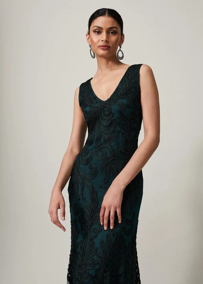 Women Phase Eight Occasion Dresses Marigold Tapework Dress Greenblack