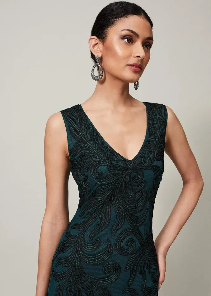 Women Phase Eight Occasion Dresses Marigold Tapework Dress Greenblack