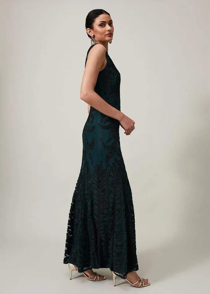 Women Phase Eight Occasion Dresses Marigold Tapework Dress Greenblack