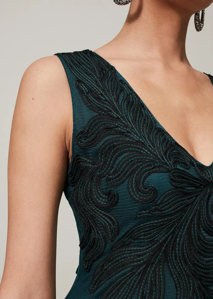 Women Phase Eight Occasion Dresses Marigold Tapework Dress Greenblack
