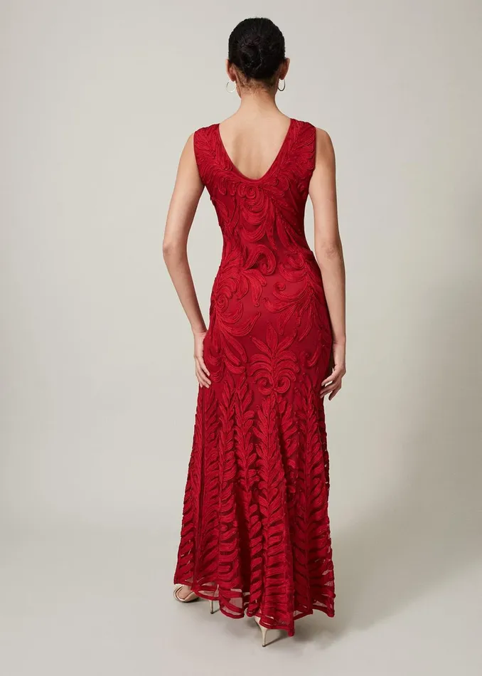 Women Phase Eight Occasion Dresses Marigold Tapework Maxi Dress Scarlet