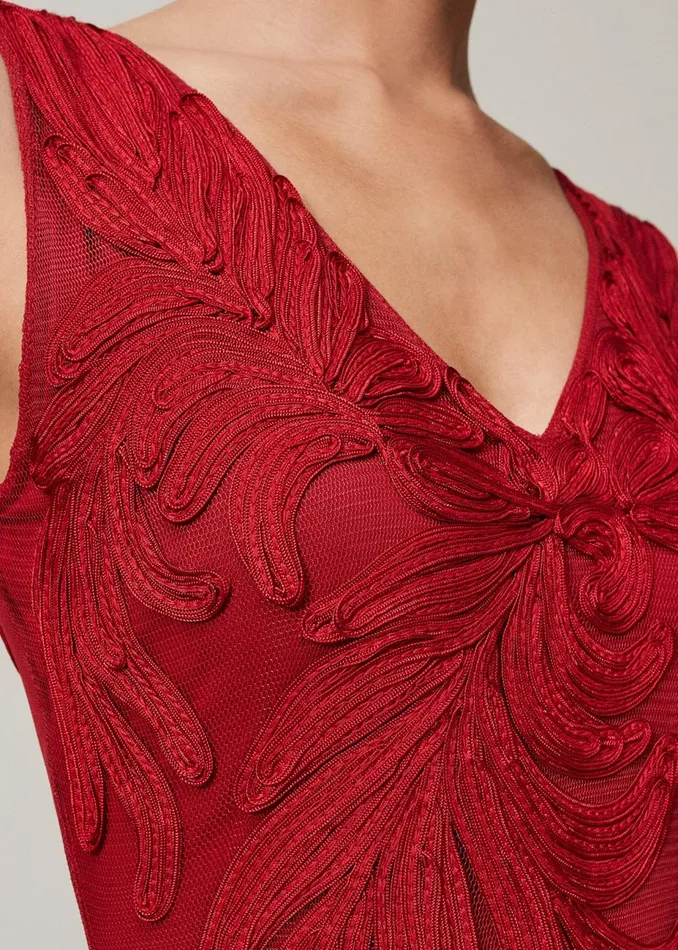 Women Phase Eight Occasion Dresses Marigold Tapework Maxi Dress Scarlet