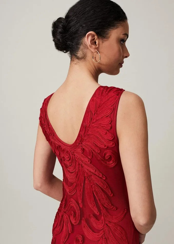 Women Phase Eight Occasion Dresses Marigold Tapework Maxi Dress Scarlet